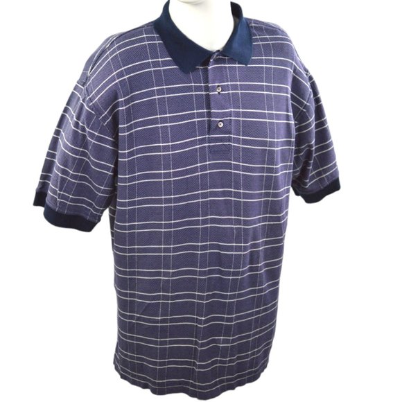 GREG NORMAN Men sz M Polo Casual shirt  Double Mercerized Purplish Plaid - Picture 1 of 7